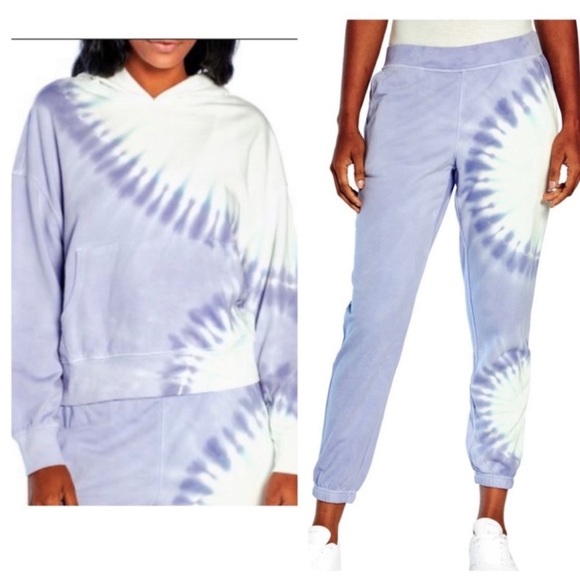 Wildfox Lavender Purple Tie Dye‎ Hoodie Jogger Sweat Set Peri Shibori Lounge - Picture 1 of 14